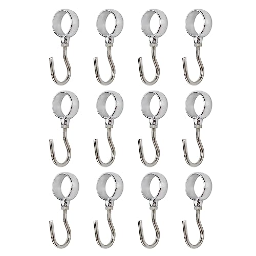 Rannb Wardrobe Closet Hook Stainless Steel Hanging Tube Rod Hook Fit for 25mm Rod -Pack of 12