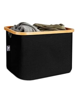 hennez 40l storage basket for ikea kallax - foldable small basket for laundry - fabric storage bins bamboo - collapsible storage baskets for organizing shelf organizer bins closet baskets for shelves