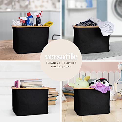 Hennez 40L Storage Basket For IKEA Kallax - Foldable Small Basket for Laundry - Fabric Storage Bins Bamboo - Collapsible Storage Baskets for Organizing Shelf Organizer Bins Closet Baskets for Shelves