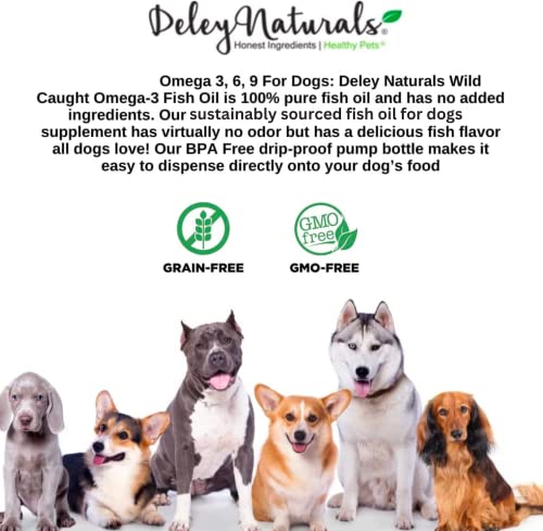 Wild Caught Fish Oil for Dogs - 32oz - Omega 3-6-9, GMO-Free - Reduces Shedding, Supports Skin, Coat, Joints, Heart, Brain, Immune System - Highest EPA & DHA Potency - Only Ingredient is Fish