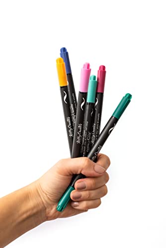 Kelly Creates Dual Tip Brush Pens, 10 Pack, American Crafts, Fine Tip, Large Tip, Lettering, Calligraphy, Coloring, Drawing, Multicolor, Brush Markers