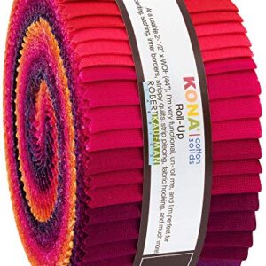 Robert Kaufman Kona Cotton Solids Birds of Paradise Roll Up 2.5" Precut Cotton Fabric Quilting Strips Jelly Roll Assortment RU-773-40