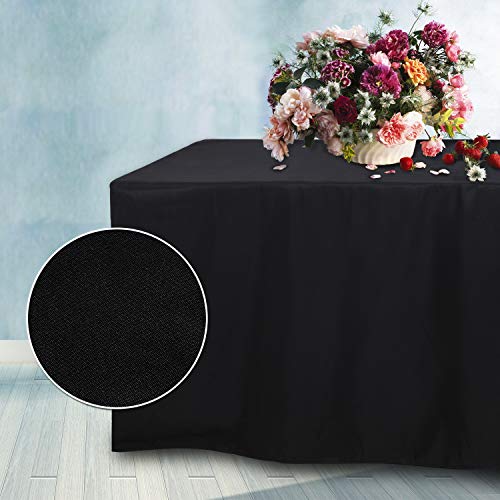 ABCCANOPY 6 FT Rectangle Dinner Tablecloth Table Cover for Rectangular Table in Washable Polyester Great for Buffet Table, Parties, Birthday, Wedding Housewares (Black)