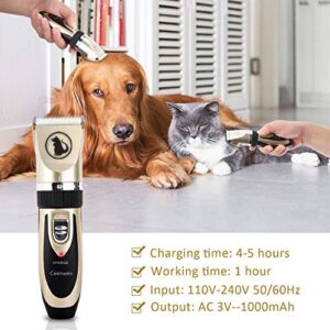 Ceenwes Dog Clippers with Sorage Case Low Noise Cat Clippers Rechargeable Dog Trimmer Cordless Pet Grooming Tool Professional Dog Hair Trimmer with Comb Guides Scissors for Dogs Cats & Others