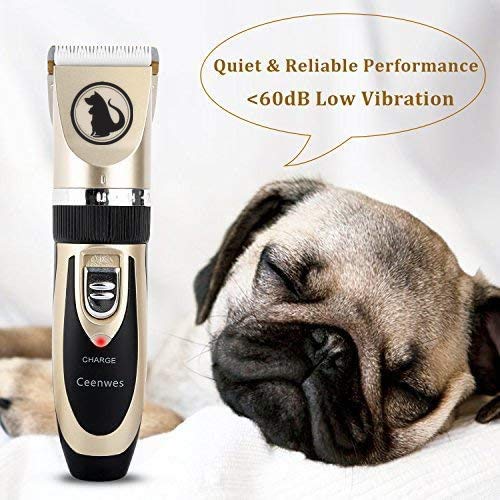 Ceenwes Dog Clippers with Sorage Case Low Noise Cat Clippers Rechargeable Dog Trimmer Cordless Pet Grooming Tool Professional Dog Hair Trimmer with Comb Guides Scissors for Dogs Cats & Others