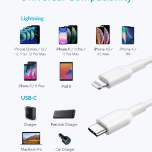 Anker USB C to Lightning Cable, 321 (6ft,White), MFi Certified for iPhone 13 Pro 12 Pro Max 12 11 X XS, AirPods Pro, Supports Power Delivery (Charger Not Included)