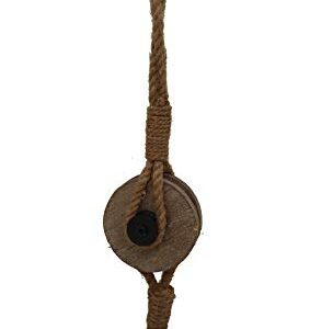 Parisloft Industrial Decorative Iron Faux Pulley Tackle with Jute Rope and Hook 23 x 4 x 4.5 Inches (Black)