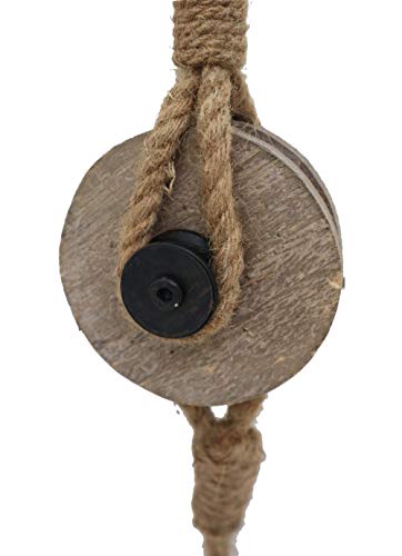 Parisloft Industrial Decorative Iron Faux Pulley Tackle with Jute Rope and Hook 23 x 4 x 4.5 Inches (Black)