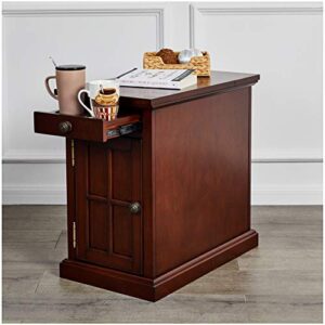 Ball & Cast Traditional End Table with Charging Station Chair Side Table with USB Ports & Outlets, Dark Brown