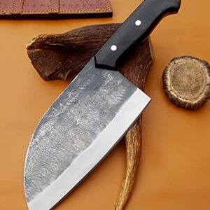 Custom Handmade Cleaver I Serbian Chef knife I Chopper I Outdoor Cooking Knife with Horizontal Carry Sheath G10 Handle 13 inches 2185