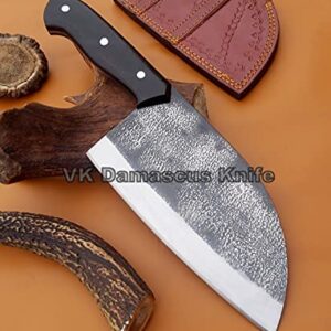 Custom Handmade Cleaver I Serbian Chef knife I Chopper I Outdoor Cooking Knife with Horizontal Carry Sheath G10 Handle 13 inches 2185