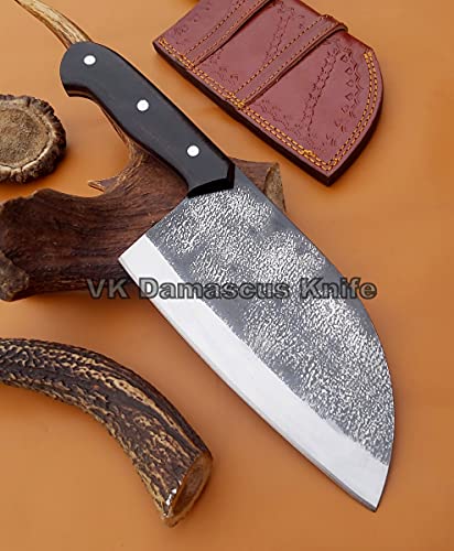 Custom Handmade Cleaver I Serbian Chef knife I Chopper I Outdoor Cooking Knife with Horizontal Carry Sheath G10 Handle 13 inches 2185