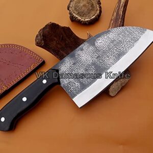 Custom Handmade Cleaver I Serbian Chef knife I Chopper I Outdoor Cooking Knife with Horizontal Carry Sheath G10 Handle 13 inches 2185