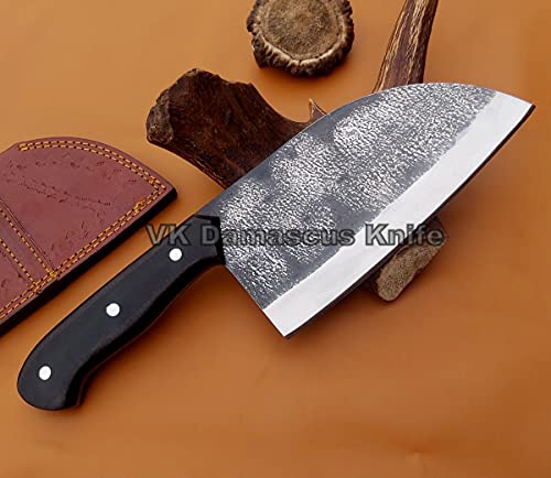 Custom Handmade Cleaver I Serbian Chef knife I Chopper I Outdoor Cooking Knife with Horizontal Carry Sheath G10 Handle 13 inches 2185