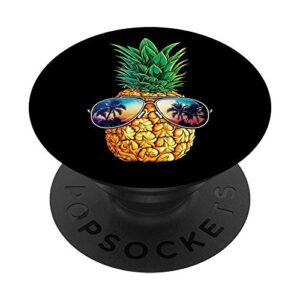 pineapple sunglasses aloha beaches hawaiian funny black gift popsockets popgrip: swappable grip for phones & tablets