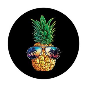 Pineapple Sunglasses Aloha Beaches Hawaiian Funny Black Gift PopSockets PopGrip: Swappable Grip for Phones & Tablets