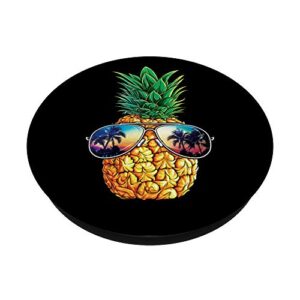 Pineapple Sunglasses Aloha Beaches Hawaiian Funny Black Gift PopSockets PopGrip: Swappable Grip for Phones & Tablets