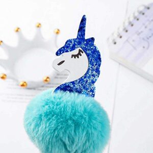 Abhay 4 Pack Unicorn Pom Pom Pen Novelty Pen Colorful Fluffy Ball Pen for Unicorn Party Supplies