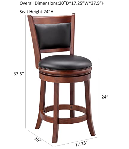 Ball & Cast Swivel Counter Height Barstool 24 Inch Seat Height Cherry Set of 1