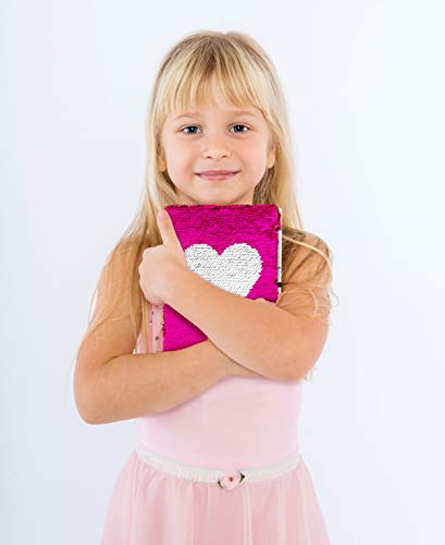 Twerp Sequin Journal for Girls - Includes Gem-top Pen | Reversible Sequin Heart Diary | Perfect Notebook for Girls