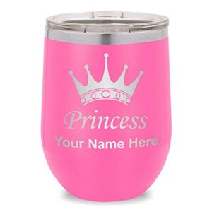 skunkwerkz wine glass tumbler, princess crown, personalized engraving included (pink)