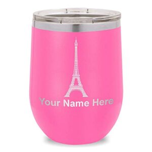 skunkwerkz wine glass tumbler, eiffel tower, personalized engraving included (pink)