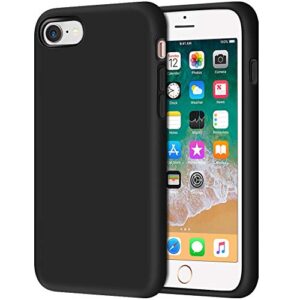 anuck iphone se case 2022/2020, iphone 8 case, iphone 7 case, non-slip liquid silicone gel rubber bumper phone case soft microfiber lining hard shockproof protective cases cover 4.7", black