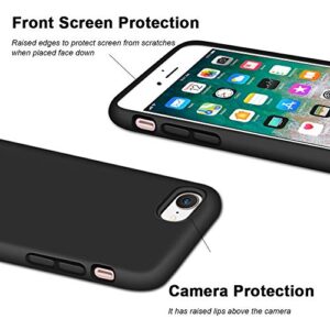 Anuck iPhone SE Case 2022/2020, iPhone 8 Case, iPhone 7 Case, Non-Slip Liquid Silicone Gel Rubber Bumper Phone Case Soft Microfiber Lining Hard Shockproof Protective Cases Cover 4.7", Black