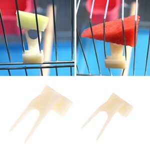 seaskyer pet parrot fruit fork, 2pcs plastic parrot feeding bird cage accessories birds food holder feeder device pin clip, for small animal feeder (s: 3x1.5cm/1.18x0.59'')