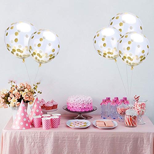 Tellpet Light Blue HAPPY BIRTHDAY Banner with 5 pcs Gold Confetti Balloons