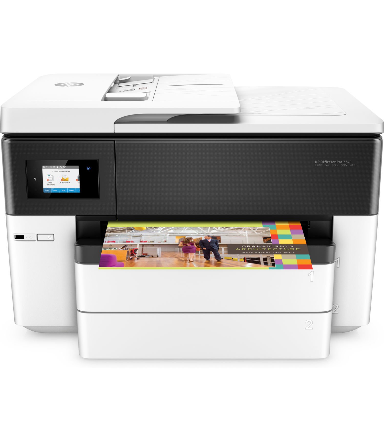 HP OfficeJet Pro 7740 Wide Format All-in-One Printer with Wireless & Mobile Printing (G5J38A) (Renewed)