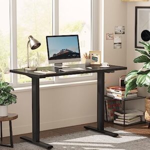 FLEXISPOT Standing Desk 48 x 30 Inches Height Adjustable Electric Sit Stand Home Office Desks Whole Piece Desk Board (Black Frame + Black top,2 Packages)