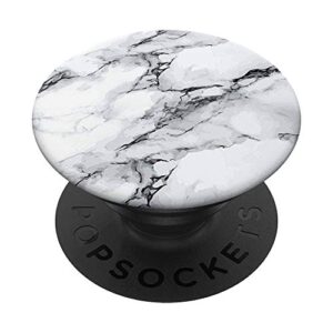 marbled design white and black popsockets popgrip: swappable grip for phones & tablets