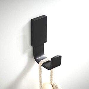 Flybath Coat Hook Brass Robe Towel Hooks Contemporary Style Matte Black Finish Wall Mounted - 1 Pack