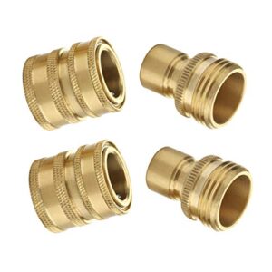 m mingle garden hose quick connect fittings, 3/4 inch ght solid brass, quick connector set, 2-pack