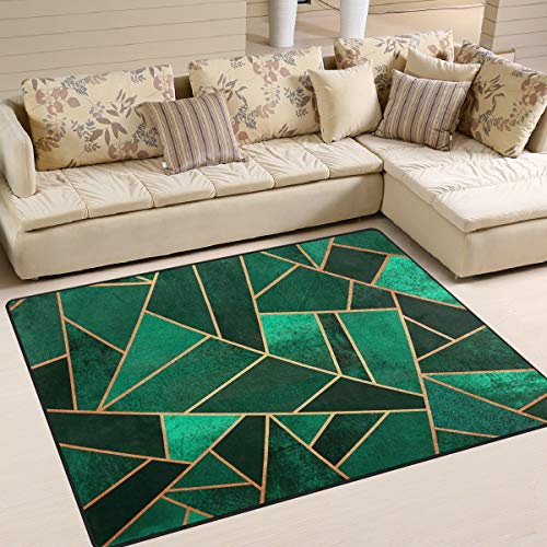 Emerald and Copper Area Rug 5'x 7', Educational Polyester Area Rug Mat for Living Dining Dorm Room Bedroom Home Decorative