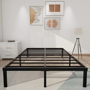 homdock queen size bed frame- 14 inch metal platform/sturdy strong steel structure 3500 lbs heavy duty/noise free/none slip mattress foundation/no box spring needed/black finish, queen