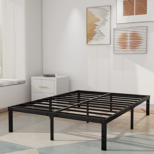 Homdock Queen Size Bed Frame- 14 Inch Metal Platform/Sturdy Strong Steel Structure 3500 lbs Heavy Duty/Noise Free/None Slip Mattress Foundation/No Box Spring Needed/Black Finish, Queen