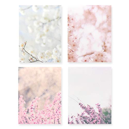 Monolike Memopad Spring Photo design SET - 4 Packs, 4 Different Designs, 100 Sheets Per Pad, Total 400 Sheets, Note pads, Writing pads, 3.15 x 4.17 Inches