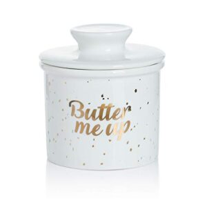 sweese 305.213 porcelain butter keeper crock - french butter dish - no more hard butter - perfect spreadable consistency, butter me up