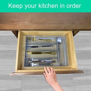 GBmall Metal Silverware Organizer, 5 Compartments Cooking Utensil Mesh Trays 12inch No-Slipping Drawer Organization for Office Home Kitchen