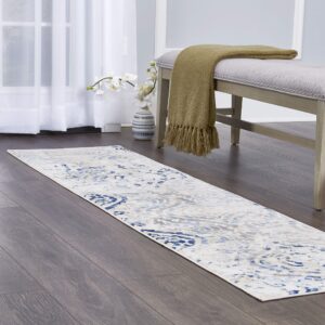 home dynamix melrose audrey area rug, 2x7 runner, ivory/blue