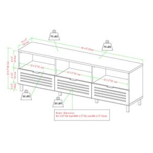 Walker Edison Modern Slatted Wood TV Stand for TV's up to 80" Universal TV Stand for Flat Screen Living Room Storage Cabinets and Shelves Entertainment Center, 70 Inch, Dark Walnut