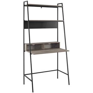 walker edison freya urban industrial ladder desk with metal magnet board, 36 inch, grey wash