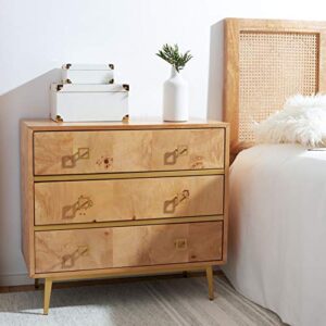safavieh home katia modern natural and gold 3-drawer chest
