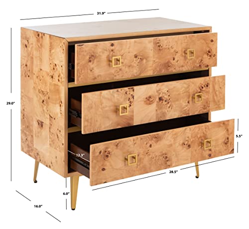 Safavieh Home Katia Modern Natural and Gold 3-drawer Chest