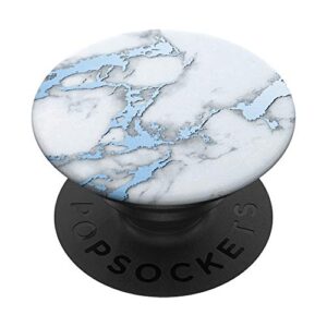 marbled white and light blue design popsockets popgrip: swappable grip for phones & tablets