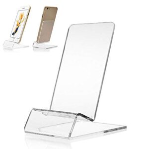 kecool universal mobile cell phone stand clear acrylic display mount holder - durable transparent rack stand holder for iphone x 8 7 6s plus 5s samsung huawei max 5.5" smartphone shown (2 packs)