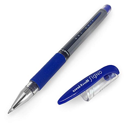 Uni-Ball Gel Grip Pens, Medium Point (0.7mm), Blue, Box of 24 (2067509)