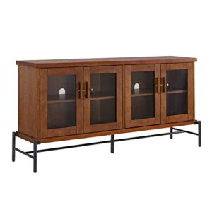 furniture hotspot sideboard buffet with glass doors - credenza storage cabinet - metal & wood construction